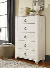 Load image into Gallery viewer, Willowton  Sleigh Bed With Mirrored Dresser And Chest
