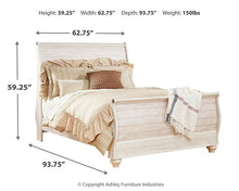 Load image into Gallery viewer, Willowton  Sleigh Bed With Mirrored Dresser And Chest
