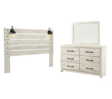 Load image into Gallery viewer, Cambeck  Panel Headboard With Mirrored Dresser
