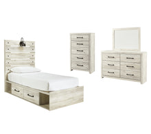 Load image into Gallery viewer, Cambeck  Panel Bed With 4 Storage Drawers With Mirrored Dresser And Chest
