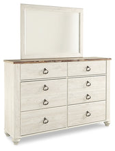 Load image into Gallery viewer, Willowton  Sleigh Bed With Mirrored Dresser And Chest
