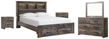 Load image into Gallery viewer, Drystan  Bookcase Bed With 2 Storage Drawers With Mirrored Dresser And 2 Nightstands
