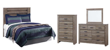 Load image into Gallery viewer, Zelen / Panel Headboard With Mirrored Dresser And Chest
