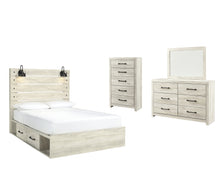 Load image into Gallery viewer, Cambeck  Panel Bed With 4 Storage Drawers With Mirrored Dresser And Chest
