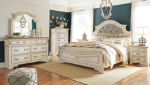 Load image into Gallery viewer, Realyn  Upholstered Panel Bed With Mirrored Dresser, Chest And Nightstand
