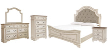 Load image into Gallery viewer, Realyn  Upholstered Panel Bed With Mirrored Dresser, Chest And Nightstand
