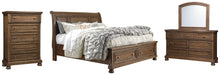 Load image into Gallery viewer, Flynnter  Sleigh Bed With 2 Storage Drawers With Mirrored Dresser And Chest

