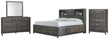 Load image into Gallery viewer, Caitbrook  Storage Bed With 8 Storage Drawers With Mirrored Dresser And Chest
