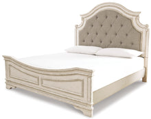 Load image into Gallery viewer, Realyn  Upholstered Panel Bed With Mirrored Dresser, Chest And Nightstand

