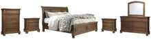 Load image into Gallery viewer, Flynnter  Sleigh Bed With 2 Storage Drawers With Mirrored Dresser, Chest And 2 Nightstands
