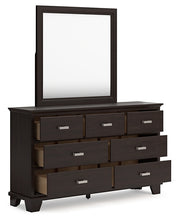 Load image into Gallery viewer, Covetown Full Panel Bed with Mirrored Dresser, Chest and 2 Nightstands
