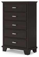 Load image into Gallery viewer, Covetown Full Panel Bed with Mirrored Dresser, Chest and 2 Nightstands
