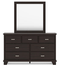 Load image into Gallery viewer, Covetown Full Panel Bed with Mirrored Dresser, Chest and 2 Nightstands
