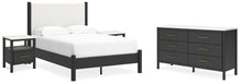 Load image into Gallery viewer, Cadmori Full Upholstered Panel Bed with Dresser and 2 Nightstands
