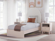 Load image into Gallery viewer, Wistenpine Twin Upholstered Panel Bed with Mirrored Dresser
