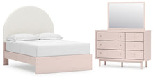 Load image into Gallery viewer, Wistenpine Full Upholstered Panel Bed with Mirrored Dresser
