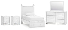 Load image into Gallery viewer, Mollviney Twin Panel Storage Bed with Mirrored Dresser and 2 Nightstands
