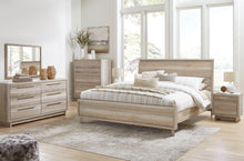 Load image into Gallery viewer, Hasbrick Queen Panel Bed with Mirrored Dresser and Chest
