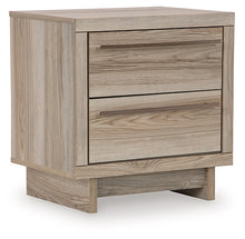 Load image into Gallery viewer, Hasbrick Queen Panel Bed with Mirrored Dresser and 2 Nightstands
