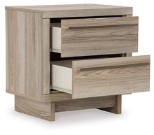 Load image into Gallery viewer, Hasbrick Queen Panel Bed with Mirrored Dresser and 2 Nightstands
