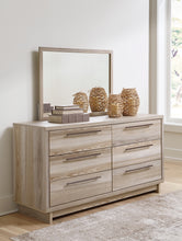 Load image into Gallery viewer, Hasbrick Queen Panel Bed with Mirrored Dresser and Nightstand
