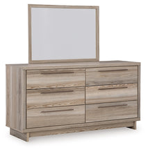 Load image into Gallery viewer, Hasbrick Queen Panel Headboard with Mirrored Dresser and Nightstand
