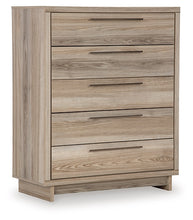 Load image into Gallery viewer, Hasbrick King Panel Headboard with Mirrored Dresser, Chest and 2 Nightstands
