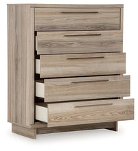 Load image into Gallery viewer, Hasbrick King Panel Headboard with Mirrored Dresser, Chest and 2 Nightstands
