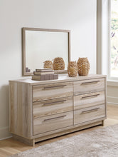 Load image into Gallery viewer, Hasbrick King Panel Headboard with Mirrored Dresser, Chest and 2 Nightstands
