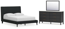 Load image into Gallery viewer, Cadmori Full Upholstered Bed with Mirrored Dresser
