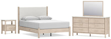 Load image into Gallery viewer, Cadmori Queen Upholstered Panel Bed with Mirrored Dresser and Nightstand
