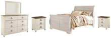 Load image into Gallery viewer, Willowton Queen Sleigh Bed with Mirrored Dresser and 2 Nightstands
