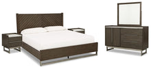 Load image into Gallery viewer, Arkenton California King Panel Bed with Mirrored Dresser and 2 Nightstands
