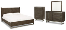 Load image into Gallery viewer, Arkenton Queen Panel Bed with Mirrored Dresser and Chest
