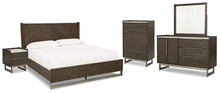 Load image into Gallery viewer, Arkenton Queen Panel Bed with Mirrored Dresser, Chest and Nightstand
