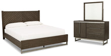 Load image into Gallery viewer, Arkenton California King Panel Bed with Mirrored Dresser
