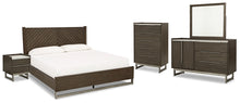 Load image into Gallery viewer, Arkenton California King Panel Bed with Mirrored Dresser, Chest and Nightstand

