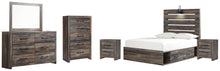 Load image into Gallery viewer, Drystan Full Panel Bed with 4 Storage Drawers with Mirrored Dresser, Chest and 2 Nightstands
