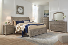 Load image into Gallery viewer, Lettner Queen Sleigh Bed with 2 Storage Drawers with Mirrored Dresser and 2 Nightstands
