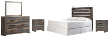 Load image into Gallery viewer, Drystan King Panel Headboard with Mirrored Dresser and 2 Nightstands
