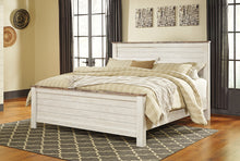 Load image into Gallery viewer, Willowton California King Panel Bed with Mirrored Dresser and 2 Nightstands
